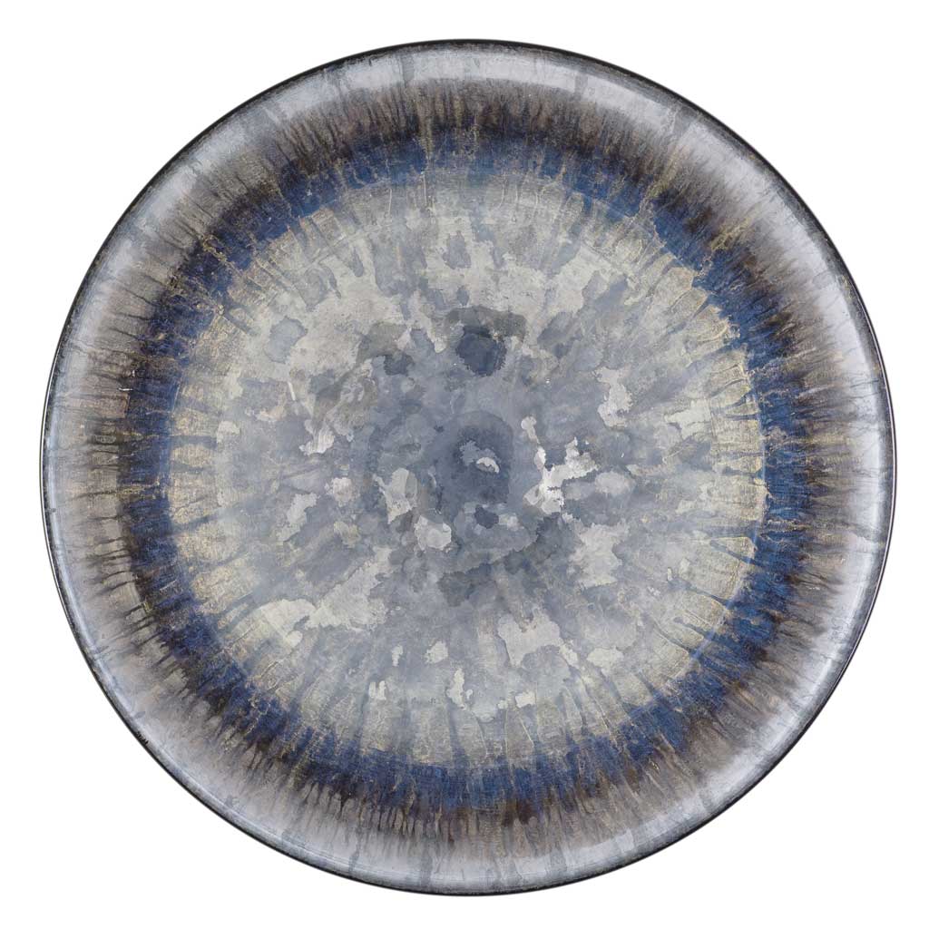 blue accented round metal wall art