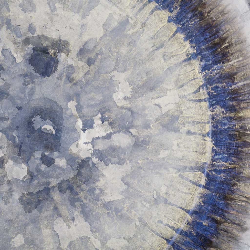 hand painted original metal wall art with navy accents by skidd studio