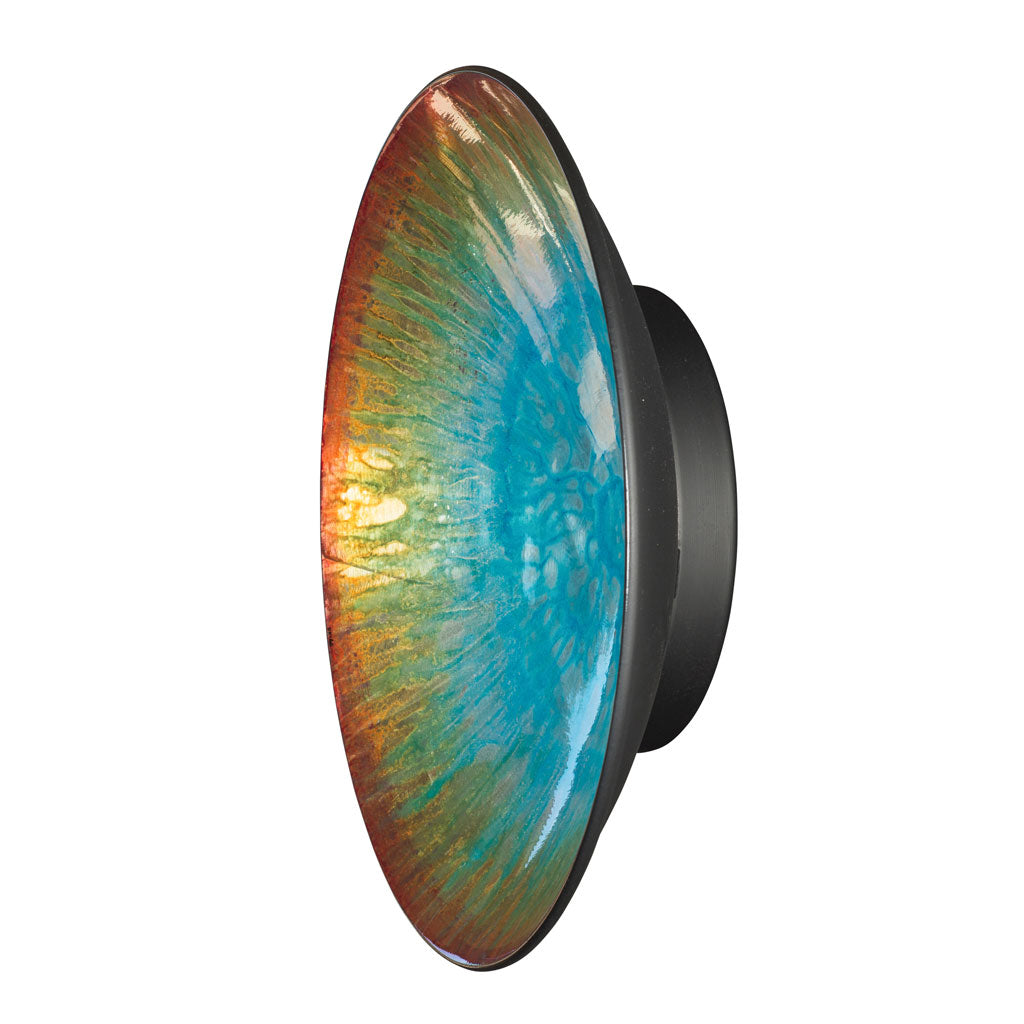 side view of glass look wall sculpture by skidd studio