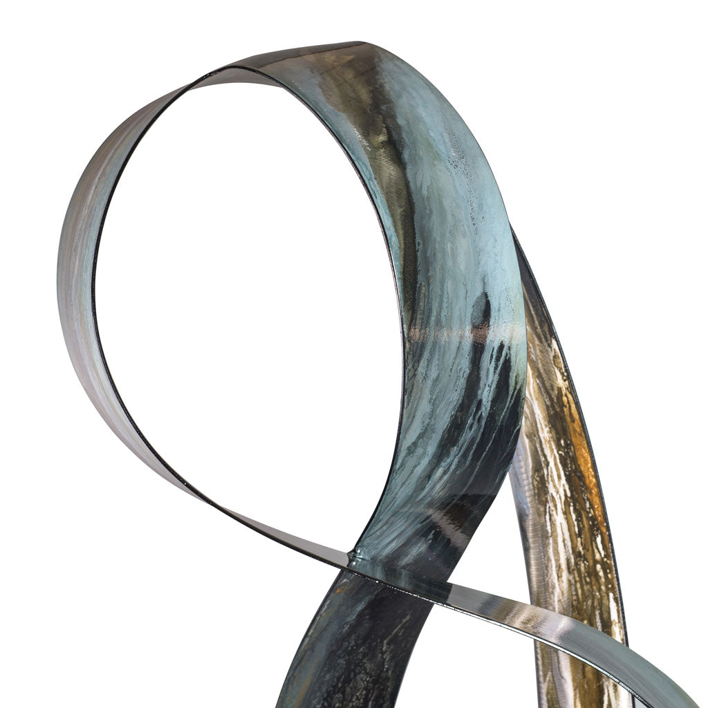 skidd studio&#39;s detail view of hand painted steel garden art